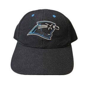 Carolina Panthers Black Big Logo NFL Strap Back Baseball Hat Cap Reebok One Size